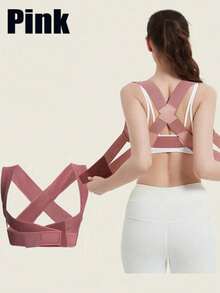 1/2 piezas Corrector de postura ajustable, soporte ligero y transpirable para espalda y hombros, corrector de clavícula anti-joroba unisex, cómodo de usar debajo de la ropa, corrector de postura para fitness, regalo para Navidad y Día de San Valentín - Rosa [M] 1 unidad - Ver 9