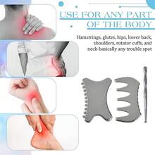 1 szt. Grube narzędzie do masażu Gua Sha ze stali nierdzewnej, wielofunkcyjne do masażu ciała, narzędzie do akupresury i relaksacji, bezzapachowe, odpowiednie do użytku domowego, może być podarowane jako prezent świąteczny dla rodziny, przyjaciół, kolegów z klasy, rodziców - Wielokolorowe - Zobacz 6