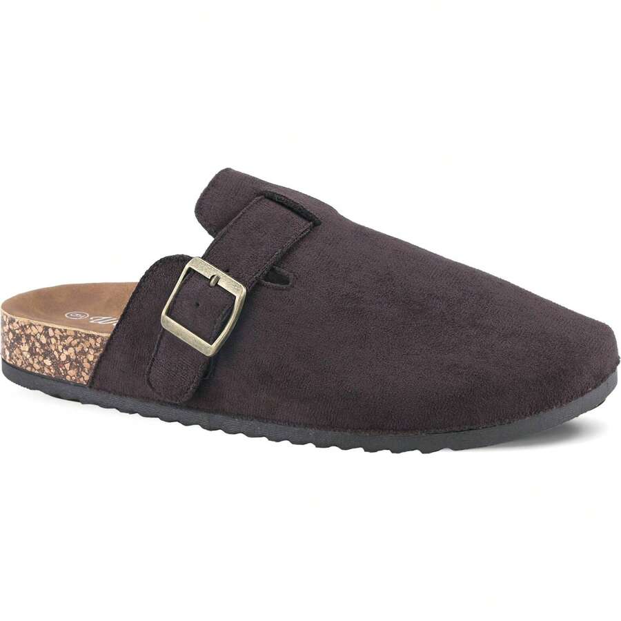 Women's Buckle Clog Slip-On Mules Cork Footbed Comfort Casual Outdoor Indoor Sandals Shoes - 棕色 - 查看 1