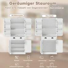 182cm Storage Cabinet, 4 Doors And 1 Drawer, 2 Doors With Shelves, 6 Storage Compartments And 4 Adjustable Shelves, Suitable For Kitchen, Dining Room And Living Room, Black - White + MDF - 查看 6