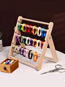1 pièce Organisateur de fournitures de couture en bois, support de rangement pour bijoux. Convient pour la salle d'artisanat DIY, la boulangerie, la boutique de fleurs et l'utilisation quotidienne à la maison - Champagne - Voir 2