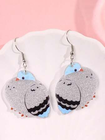 1 par de pendientes de paloma de dibujos animados de acrílico lindos y peculiares, diseño creativo y único de moda, versátil para uso diario, festivales, fiestas, ir y venir