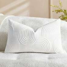 1/2 Buah Sarung Bantal Dekoratif Mewah, Sarung Bantal Berlapis Geometris, Sarung Bantal Persegi Panjang Lembut Berwarna Polos - Putih - View 7