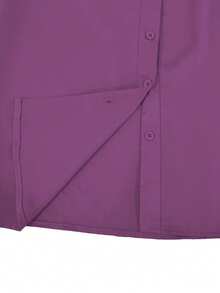 Women's Solid Color V-Neck Long Sleeve Blouse, Stylish And Essential For Commuting Spring - Lilac Purple - View 5