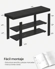 SONGMICS Shoe Changing Stool - Black - View 5
