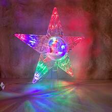 Estrella de Navidad luminosa para punta de árbol 21 cm con base de 25 cm – Luz blanca, cálida y multicolor con figura decorativa - Multicolor - Ver 1