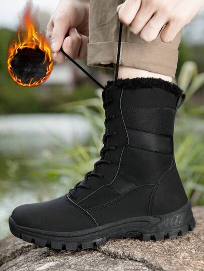 Winter New Warm Thermal Lined Men's Hiking Boots Outdoor Sports Shoes Mountaineering Boots Snow Boots High-Top Boots Lightweight Versatile Couple Design Warm Boots