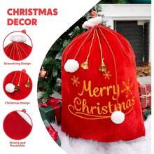 - Bolsa de regalo, saco de Pap Noel con cordn para decoracin de Navidad - Rojo - Ver 2