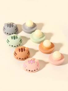 Cute Cat-Shaped Lip Balm, Gentle Hydrating Formula With Shea Butter, Long-Lasting Nourishment To Relieve Dryness & Chapping, Leaves Lips Soft & Supple, Adorable Animal Design, Multi-Color Options Available Soft, Plump Lips With A Cute Twist! Cat-Shaped Moisturizing Lip Balm For Daily Care - 彩色 - 查看 6