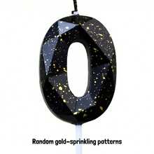 1 vela de aniversário preta com glitter dourado - Design com números brilhantes para festas em ambientes fechados, cera de alta qualidade de queima rápida, perfeita para bolos e comemorações, velas de aniversário para bolo, acessórios para festas, design festivo de vela - Preto - Ver 14