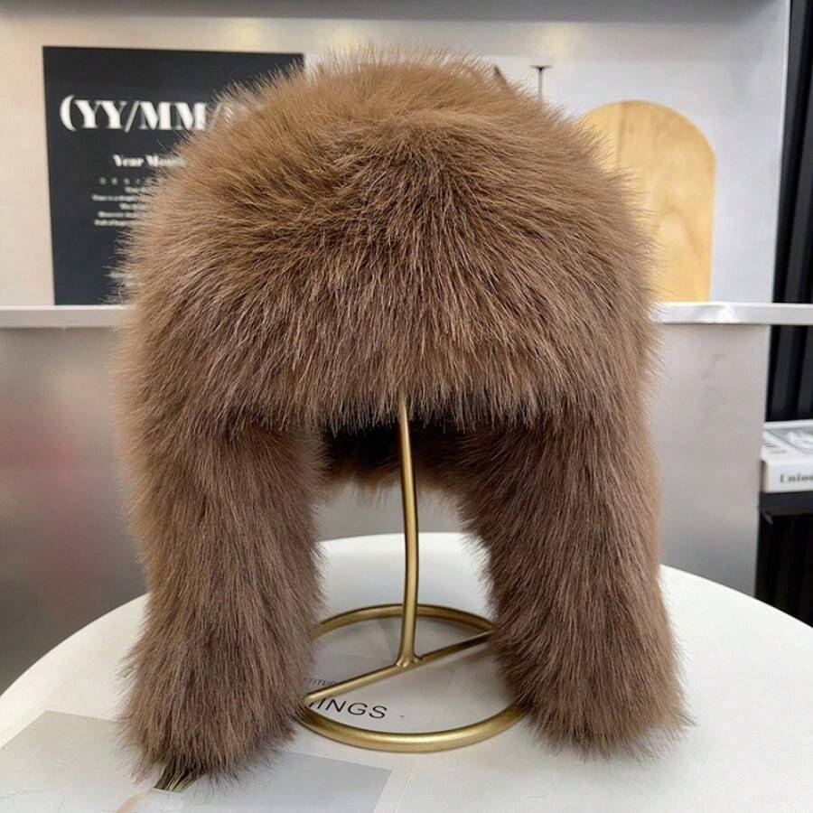 Women's Faux Fur Trapper Hat - Winter Warmth, Windproof, Fashionable Earflap Hat For Cold Weather, Stylish & Versatile Ski Cap