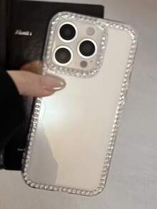 TPU Bling Rhinestone Bling Rhinestone TPU Fashion Rhinestone 1pc Transparent TPU Rhinestone Bumper Phone Case Compatible With Apple 11/12/13/14/15/16/16 Pro Max, Clear Back Hard Protective Cover, Compatible With IPhone 17/17 Pro/17 Pro Max/Air Birthday Gift Party Mom - Clear - View 5