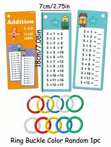 1set Math Games Cards For Kids Math Addition Subtraction Multiplication And Division Flash Cards,Multiplication Flashcards Division Learning Toys For Toddlers(Random Style)(Pen And Ring Color Random),Colors,Kids Educational Toys - Multicolor - View 3