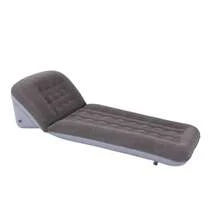 Inflatable Lounger With Adjustable Backrest - Flocked PVC Portable Blow Up Sofa For Outdoor Beach Travel - Grey - View 4