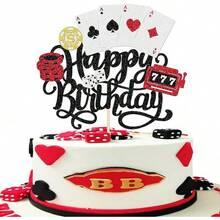 24 PCS Casino Poker Cupcake Toppers For Birthday Party Decorations - Design 8 - View 1