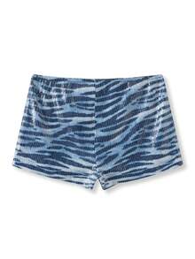 Womens Sexy Sequin Micro Shorts Sparkly Low Rise Y2k Zebra Print Mini Shorts Glitter Skinny Rave Bottoms Hot Pants Party Clubwear Streetwear - 藍色 - 查看 5