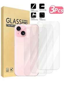3pcs Tempered Glass Back Cover Screen Protector, Compatible With 15-Inch And 6.1-Inch Devices [9H Hardness]. High-Definition Tempered Glass Back Film, Scratch-Resistant, Easy Installation, Crystal Clear, Suitable For Most Screen Protectors. Perfect Birthday Gift For Family And Friends. Practical Phone Accessory With Waterproof, Shockproof, Anti-Drop, Anti-Fingerprint And Full Coverage Design. - Clear - View 19