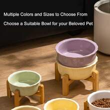 Raised Ceramic Cat Dog Bowl Heavy Weighted Dog Dish With Bamboo Stand Elevated Dog Cat Food Water Comfortable Feeding Non Slip Pet Bowl - Multicolor - View 6