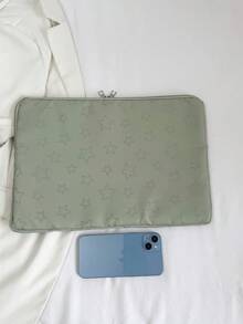 Solid Color Minimalist Luxury Star Pattern Laptop/Tablet Sleeve, Multi-Size Laptop Case Laptop Sleeve Laptop Cover Computer Bag Laptop Bag Water Resistant Travel Essentials - Green - View 8