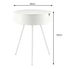 Modern Round Side Table – Rattan Bedside Table With Durable Top, Perfect For Living Room, Bedroom Or Outdoor Use – Small Coffee & Tea Table - White - View 6