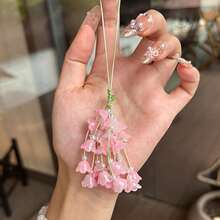 Lily Of The Valley White Gradient Pendant, New Chinese Style Car Charm, Bag Charm, Phone Strap, Keychain Accessory, Bag Charm, Floral Pendant, Fashionable Charm, Handcrafted Details, Lightweight Pendant,  Accessory, Decorative Strap, Fashion Enthusiast, Accessory Collector - 粉色 - 查看 4