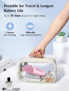 Face Scrubber Silicone Facial Cleansing Brush, Silicone Portable Waterproof Rechargeable Face Wash Brush, 4 Cleansing Modes, Electric Face Exfoliator For Men Women Cleaning, Exfoliating, Massaging - 粉色 - 查看 9
