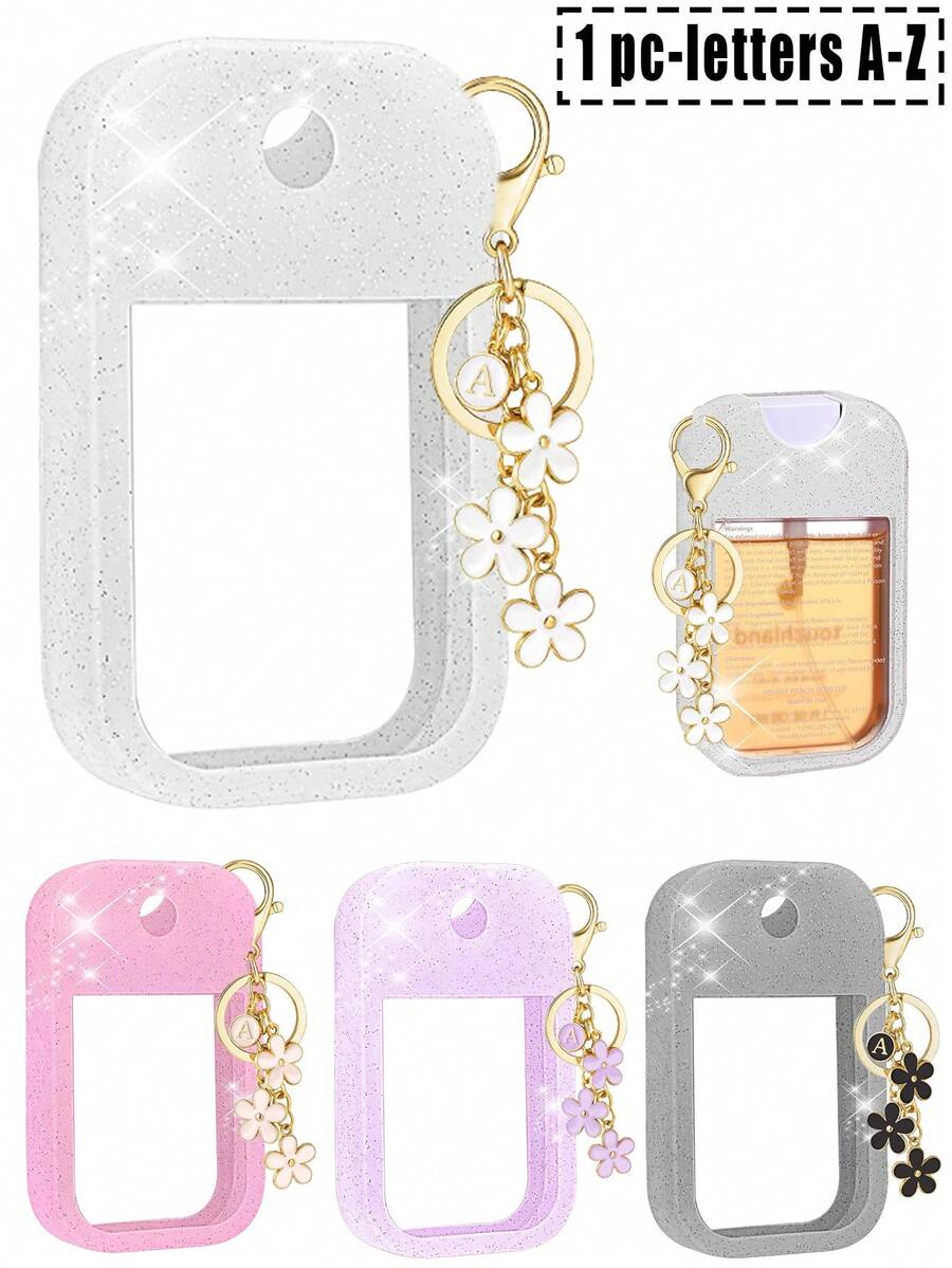 2 Vỏ bảo vệ lấp lánh cho bình xịt khử trùng tay Touchland 1oz (30ml), Bình xịt có 26 hoa và chữ, Vỏ bảo vệ chống rơi bằng silicon chống va chạm có thiết kế móc khóa, Dễ dàng mang theo khi đi du lịch, Gắn vào túi hoặc ba lô, Có thể giặt và tái sử dụng, Thích hợp cho bình xịt khử trùng tay Touchland, Du lịch, Ngoài trời, Quà tặng, Quà tặng Halloween, Quà tặng Giáng sinh - trắng - Xem 1