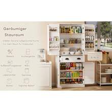 182cm Storage Cabinet, 4 Doors And 1 Drawer, 2 Doors With Shelves, 6 Storage Compartments And 4 Adjustable Shelves, Suitable For Kitchen, Dining Room And Living Room, Black - White + MDF - 查看 10