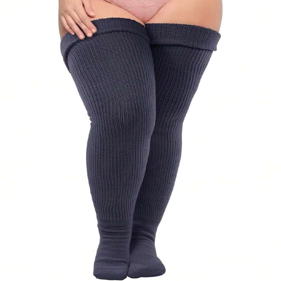 Plus Size Thigh High Socks For Thick Thighs Women- Thigh Highs Widened Extra Long Thick Knit Socks,28431942 - 青檸色 - 查看 1