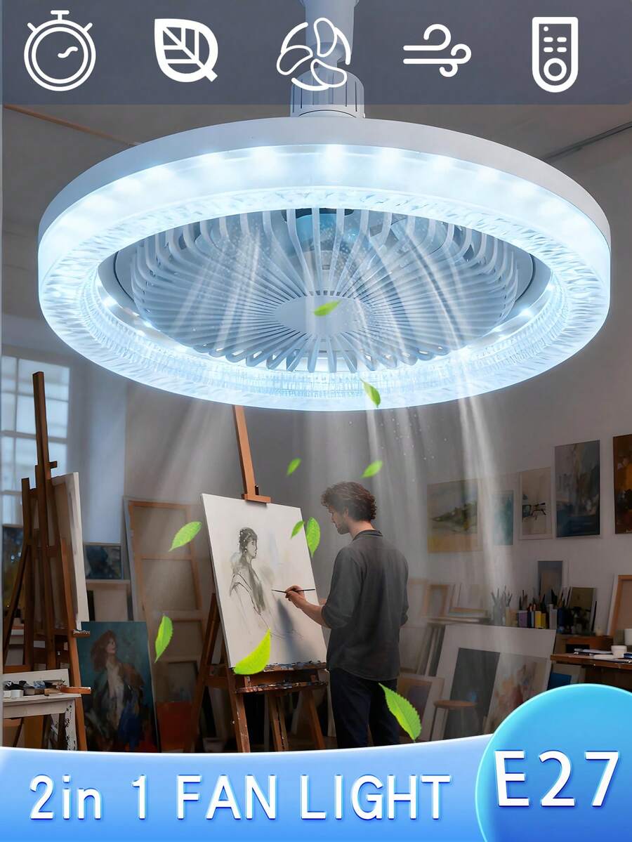 10.23-Inch LED Fan Light, 5 Blades, 360° Flexible Rotation, With Remote Control And Aroma Diffuser Function, Comes With Fragrance, Upgraded Crystal Cover, Adjustable Color Temperature, Brightness, Wind Speed, Timer Function, Suitable For Bedroom, Living Room, Study, Store And Other Spaces