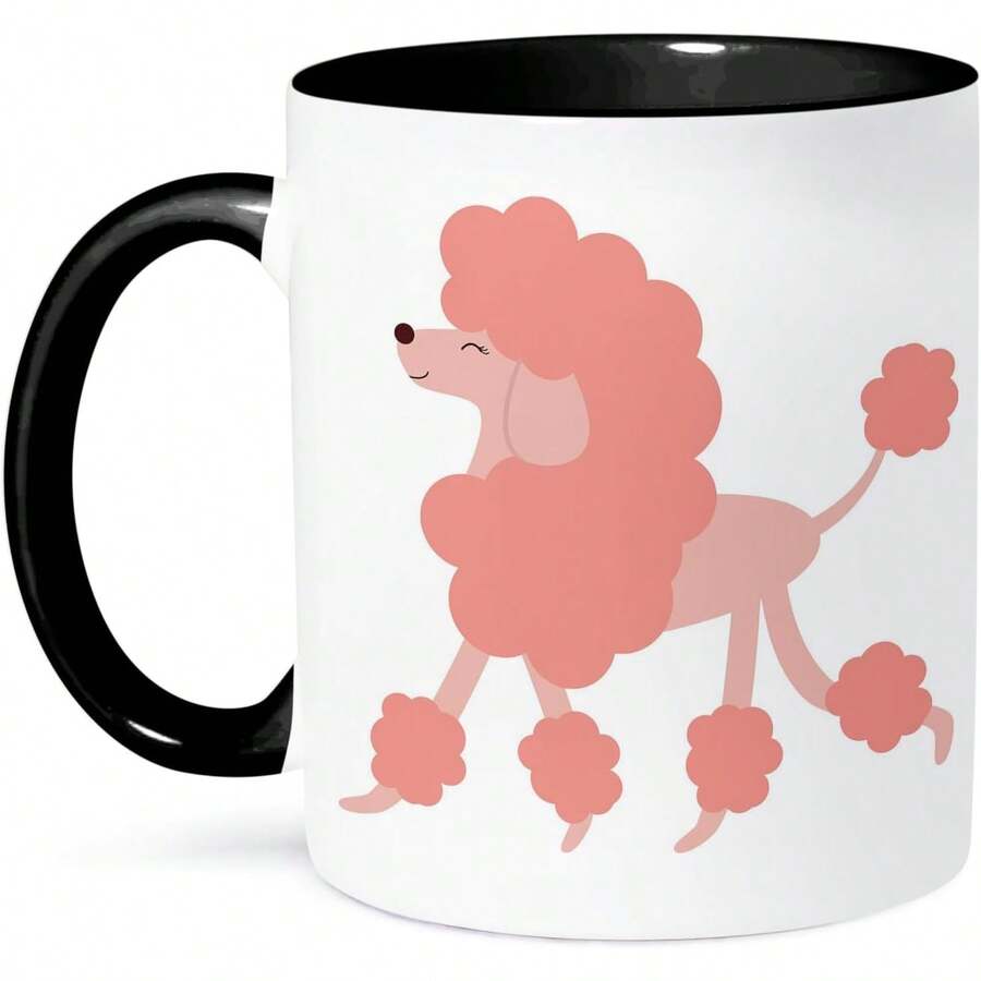3dRose Cute Pink Poodle Mug, 11 Oz, Black - Multicolor - View 1