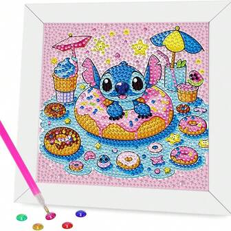 Embroidered Diamond Painting Kit With Tools, Handmade DIY Relaxing Art Decoration Gift, Suitable For Valentine's Day Gift, Thanksgiving Gift(It Contains Canvas, Diamonds, Tool Kit, And White Plastic Photo Frame