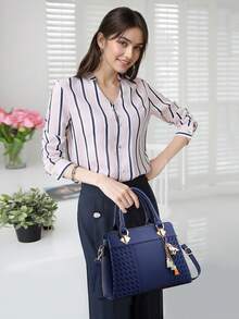 Womens Purses And Handbags Top Handle Satchel Shoulder Bags Messenger Tote Bag - Blue - View 4