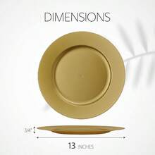 13'' Party Chargers Large Plates And Platters Great For Elegant Party's Weddings Tableware Great For Serving Dish Gold Pack Of 6 - 金色 - 查看 6