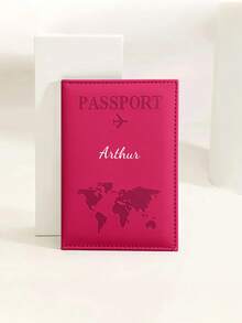Customized Text Logo PU Leather World Map Passport Holder, Cross-Border Travel Passport Protector, Personalized Passport Cover, Valentine's Day Gift, Customizable Passport Protector, Couple Passport Holder, Smooth Texture PU Passport Protector, Customized Passport Holder, Ticket Holder Passport Holder, Essential For Travel,Suitcases Travel Luggage - Multicolor - View 8