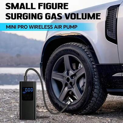 Compresor de aire portátil con pantalla digital, inflador de neumáticos/bomba de aire inteligente con luz LED, 150PSI carga USB con cable/inalámbrica/encendedor de cigarrillos de 12V, diseño duradero de 12V/11.1V 2000mAh para inflado rápido, bomba de neumáticos mini adecuada para coches, motocicletas, bicicletas y balones para deportes al aire viajes