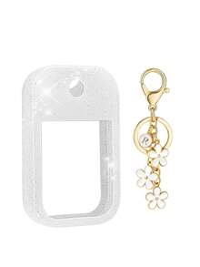 2 Vỏ bảo vệ lấp lánh cho bình xịt khử trùng tay Touchland 1oz (30ml), Bình xịt có 26 hoa và chữ, Vỏ bảo vệ chống rơi bằng silicon chống va chạm có thiết kế móc khóa, Dễ dàng mang theo khi đi du lịch, Gắn vào túi hoặc ba lô, Có thể giặt và tái sử dụng, Thích hợp cho bình xịt khử trùng tay Touchland, Du lịch, Ngoài trời, Quà tặng, Quà tặng Halloween, Quà tặng Giáng sinh - trắng - Xem 15