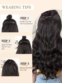 V型夾式混色棕色22英寸長度自然波浪合成髮片捲曲