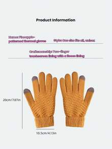 1 Pair Multicolor Winter European & American Popular Thick Velvet Knitted Five-Finger Universal Unisex Solid Color Gloves, Windproof - Multicolor - View 10