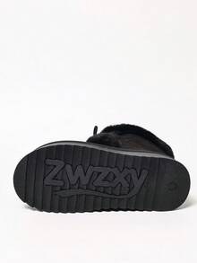 Women's Tall Slip On Winter Snow Boots Warm & Insulated Fur Lining Comfortable Fashion Booties - 黑色 - 查看 7