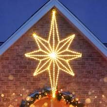 Luces de Navidad para Interiores 3D, 360 LEDs Decoracion Navideas Luces de Ventana, 62*39cm Navidad Luces Perfecto para Cortina, Casa, rbol, Operado por Enchufe, Blanco Clido, 1unidad - 1 unidad - Estructura 3D - Ver 9
