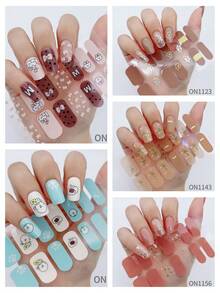 5 Sets Of 70-Piece Autumn And Winter Soft Gel Nail Sticker Kits, Red Press-On Nails, Pink Nails, Gothic Nails, Leopard Print Nails, Black Nails, Milk Tea Coffee Brown Nails, Orange Nails, Caramel And Milk Tea Soothing Colours, Easy Self-Adhesive, No Lamp Curing Needed, DIY Nail Decoration Stickers, Self-Adhesive Nail Stickers, Suitable For Ladies And Girls DIY Nail Salon