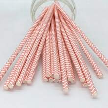 100pcs/Pack Wavy Paper Straws - 6*197mm | Multiple Colors Available, Party Decoration, Suitable For Cocktails, Birthday Parties, BBQs, Events And Celebrations - Multicolor - View 6