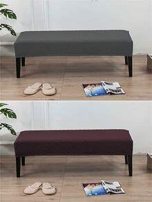 1pc Modern Rhombus Pattern Stretch Soft Fabric Bench Slipcover, Washable, Polyester & Spandex, Suitable For Home, Office, Hotel, Living Room, Bedroom, Kitchen - Multicolor - View 1