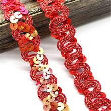 2 Yards 20mm Curve Wavy Sequins Lace Trim Ribbon For Stage Performance Party Cosplay Wedding Clothes DIY Accessories - 2 Yards(1.8 Meters) - View 8