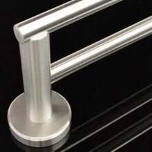 304 Stainless Steel Bathroom Double Towel Rail Rack Shelf Holder Wall Mounted 24-Inch Bath Towel Rack With Towel Bar - 銀子 - 查看 7