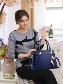 Womens Purses And Handbags Top Handle Satchel Shoulder Bags Messenger Tote Bag - Blue - View 6