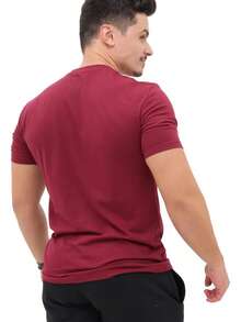 Men's Basic Plain T-Shirt, Premium 30.1 Cotton - Granate - Ver 2