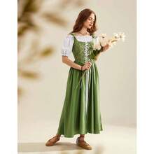 2026 Renaissance Costume Women Medieval Corset Dress Puff Sleeve Fairy Dress - 綠色+8 - 查看 6