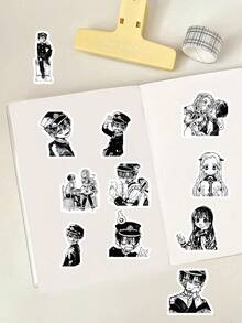 103pcs Anime Stickers - Black & White Manga Style, Featuring Yuji Itadori, Nobara Kugisaki And Classic Interaction Scenes, Diverse Patterns. - Black and White - View 6